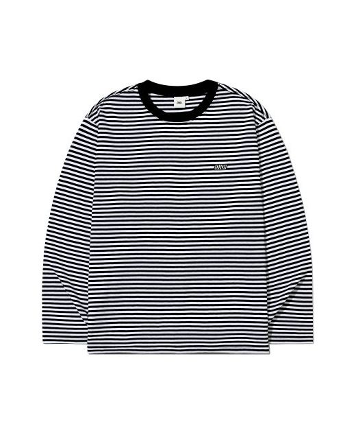 5252byoioi Patch Stripe Long Sleeve T-ShirtBlack
