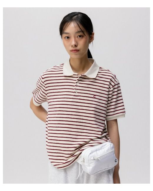 Clove 24SS Soft Stripe Terry Polo Shirt Burgundy