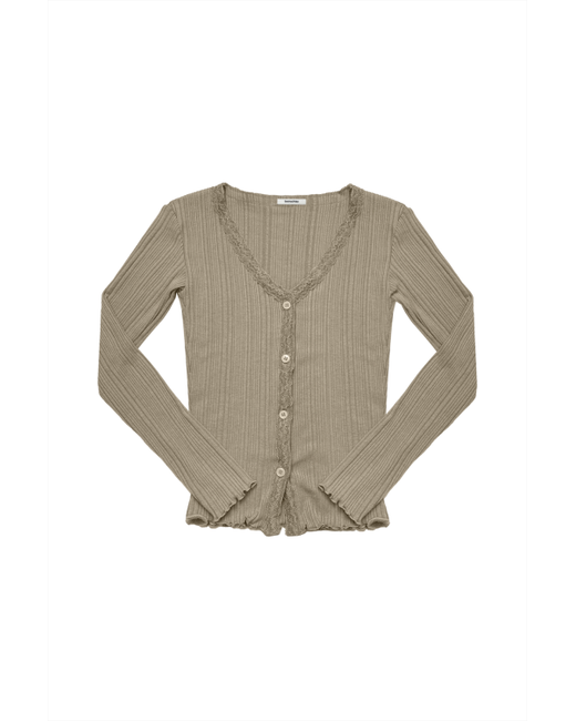 toomuchtax Lace Ribbed Cardigan