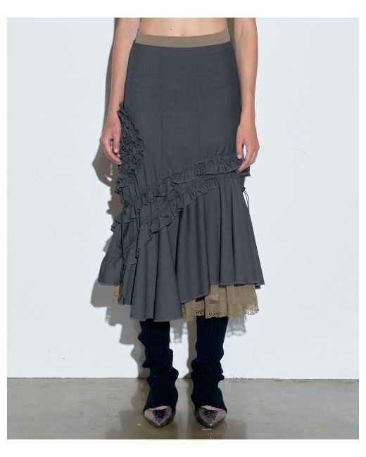 sculptor Classic Flower Frill Midi Skirt
