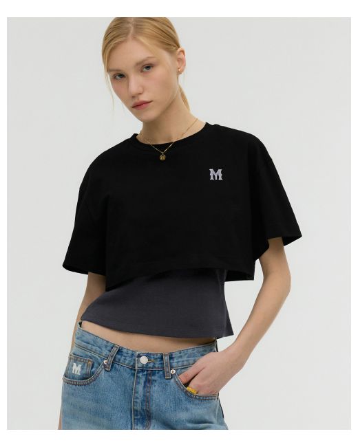 mongdol Double layered short sleeve t-shirt MDTS051BLACK
