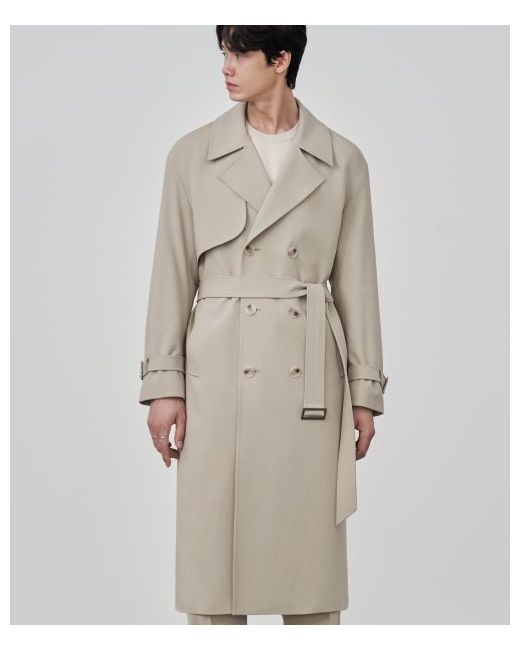 drawfit Oversized wool trench coat DUSTY CREAM