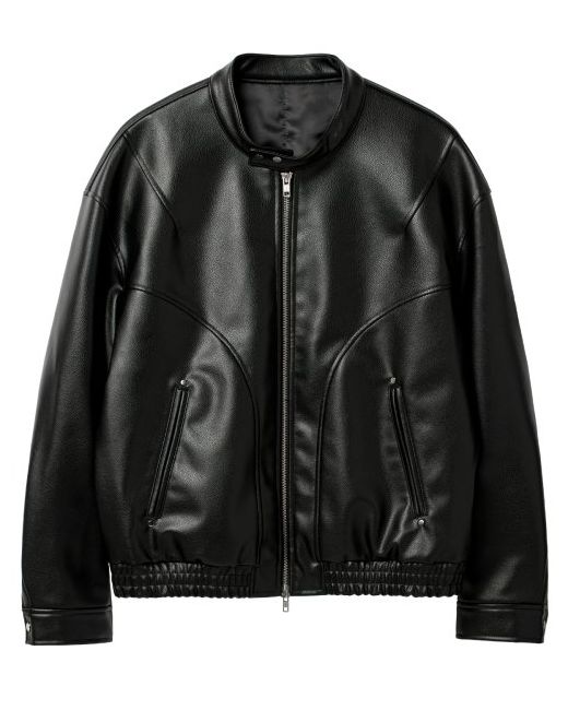 alyss Multi Curve Racer Leather Jacket Black