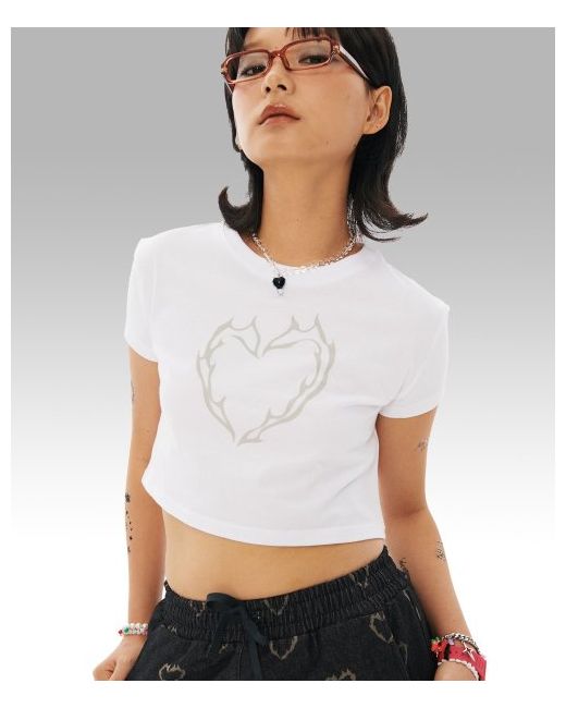 wondervisitor BN Heart Crop T-shirt Grey