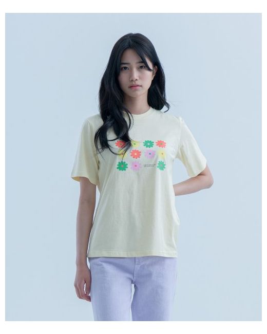 placestudio Cool Flower Printing Embroidered Short Sleeve T-Shirt