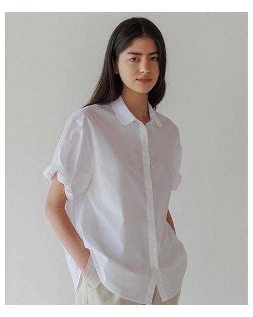 lingseoul cotton roll-up blouse