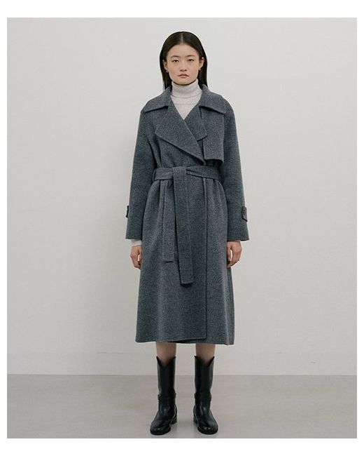 lingseoul handmade belted trench coat-charcoal DARKGREY