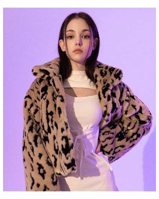 babletwo Leopard cropped fur jacket