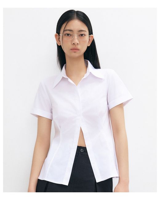 citybreeze Wrinkle-free collar short-sleeved line shirtWHITE