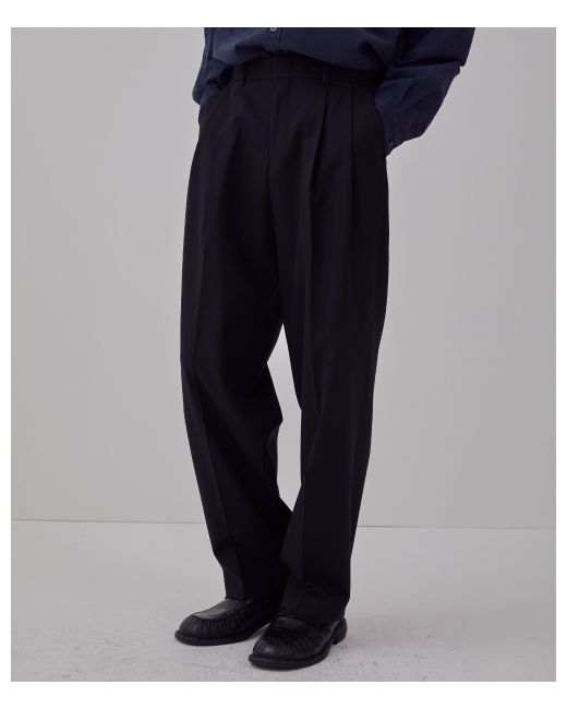 learve Nate Wool Blended Two-Tuck Semi-Wide Pants