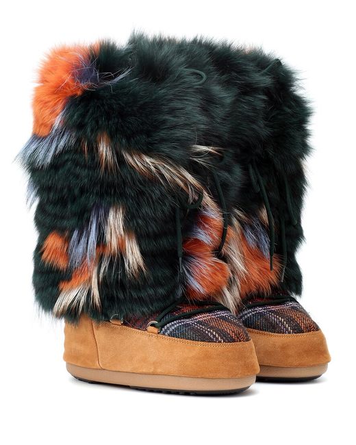 Yves Salomon x Moon Boot fur ankle boots
