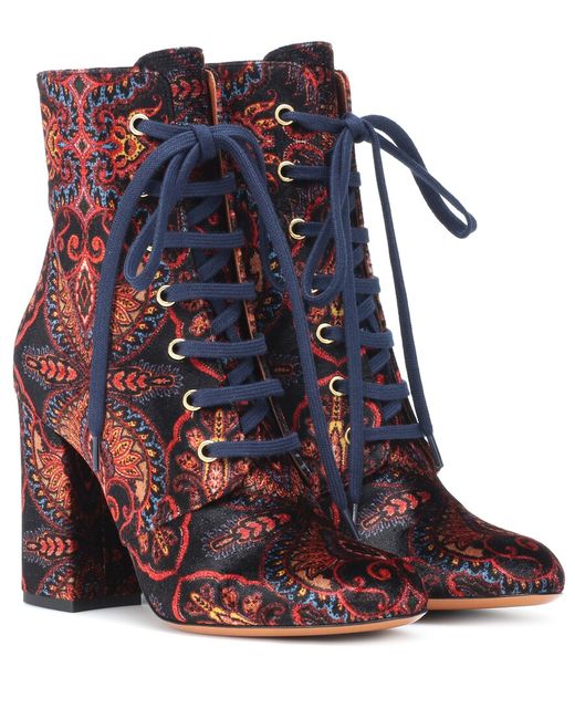 Etro Exclusive to Mytheresa Paisley velvet ankle boots