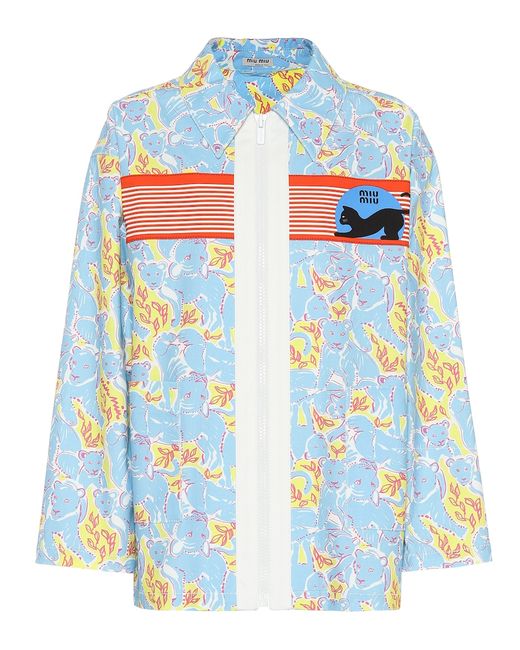 Miu Miu Printed stretch denim jacket