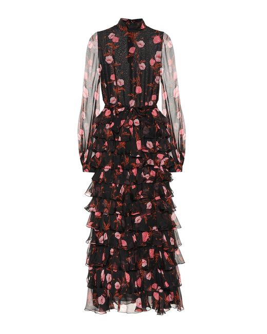 Giambattista Valli Ruffled floral silk gown