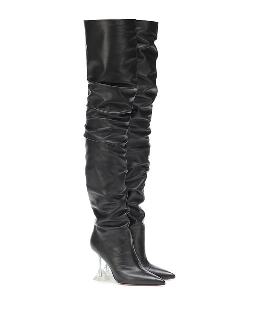 Amina Muaddi Olivia leather over-the-knee boots