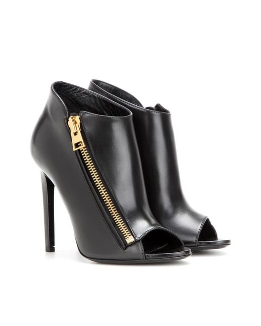 Tom Ford Open-toe Leather Ankle Boots
