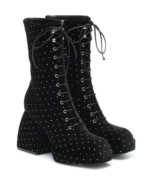 Nodaleto Bulla Lace-Up velvet ankle boots