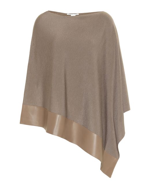 Agnona Leather-trimmed wool-blend poncho