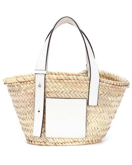 Loewe Small leather-trimmed basket tote