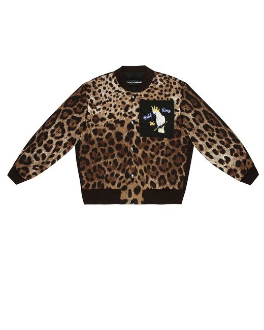 Dolce & Gabbana Kids Leopard stretch-cotton track jacket