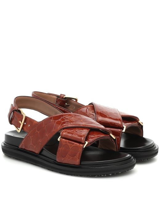 Marni Croc-effect leather sandals