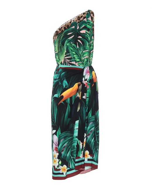 Dolce & Gabbana Printed stretch-silk midi dress