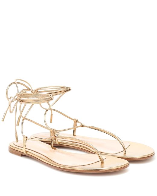 Gianvito Rossi Metallic leather thong sandals
