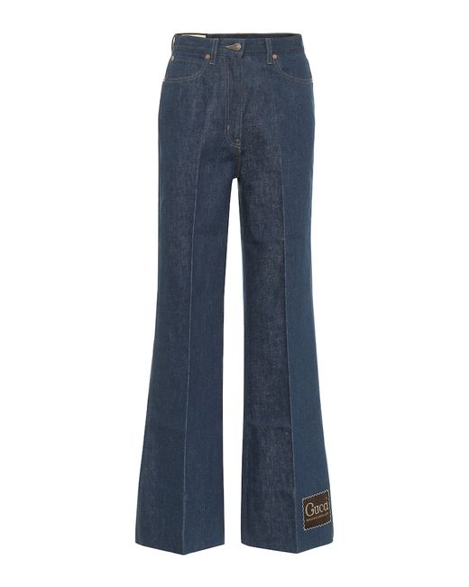 Gucci High-rise cotton-denim flared jeans