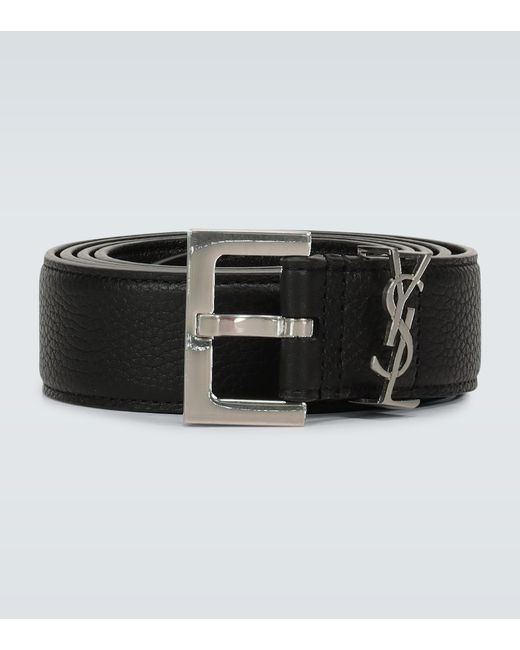 Saint Laurent Slim grained leather belt