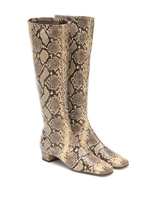 by FAR Edie snake-effect leather knee-high boots
