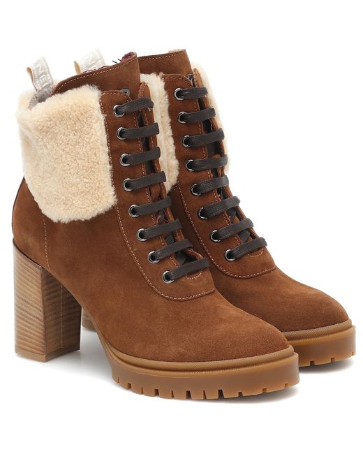 Bogner Sofia suede and shearling ankle boots