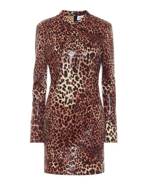 Stand Studio Juno leopard-print faux leather minidress