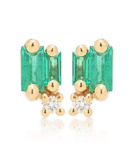 Suzanne Kalan Fireworks 18kt gold warrings with emeralds