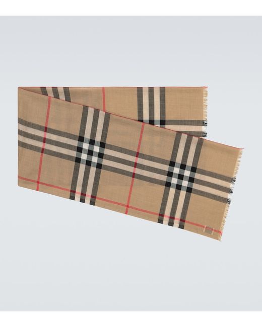 Burberry Checked wool and silk scarf