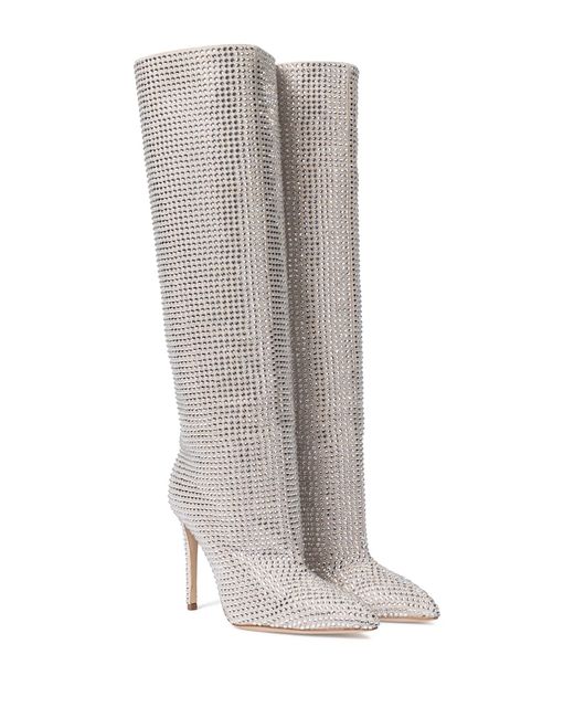 Paris Texas Embellished suede knee-high boots