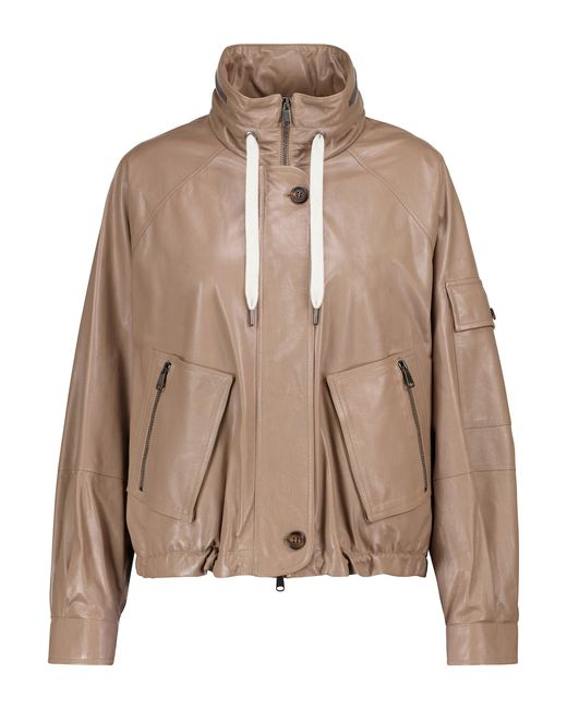 Brunello Cucinelli Hooded leather jacket