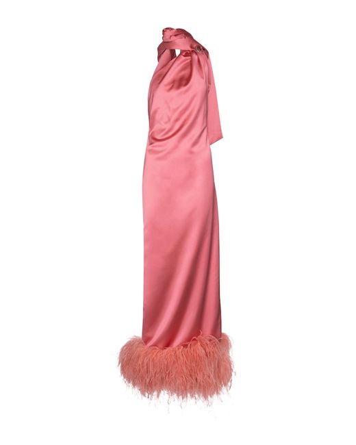 Attico Milva feather-trimmed satin gown