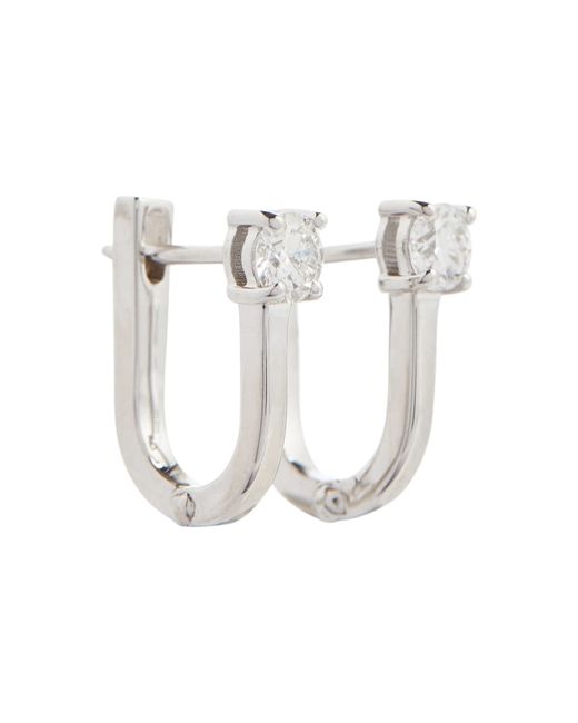 Melissa Kaye Aria U Huggie 18kt white gold hoop earrings with diamonds