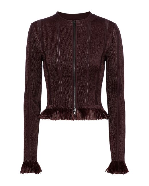 Alaïa Raffia-trimmed knit jacket