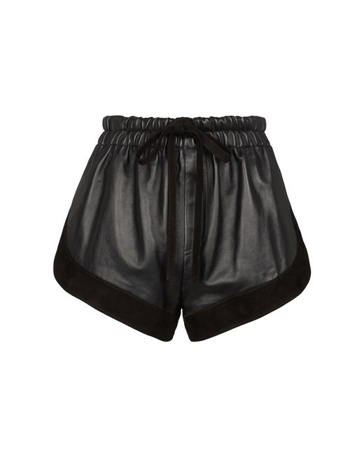 Saint Laurent Suede-trimmed leather shorts