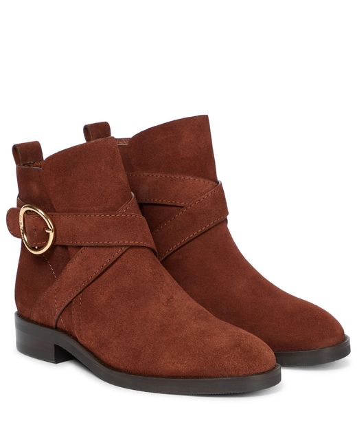 See by Chloé Lyna buckled suede ankle boots