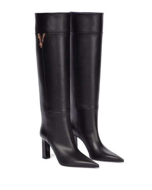 Versace Virtus knee-high leather boots