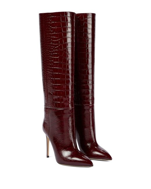Paris Texas Croc-effect leather knee-high boots