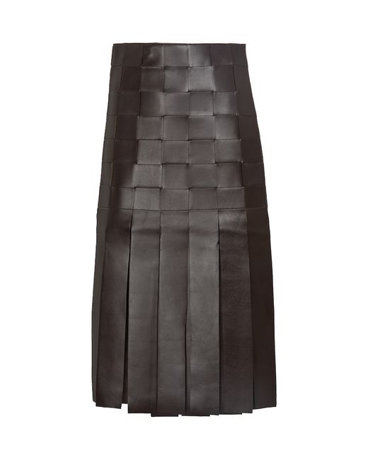 Dodo Bar Or Fringe-trimmed woven leather midi skirt