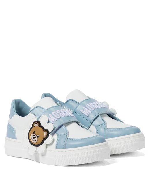 Moschino Kids Logo leather sneakers