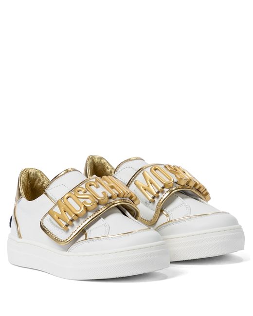 Moschino Kids Embellished leather sneakers