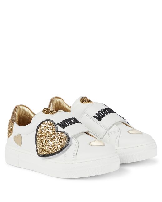 Moschino Kids Embellished leather sneakers