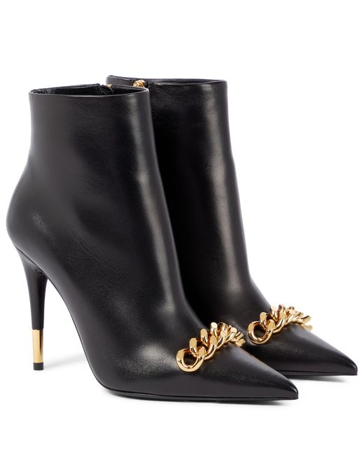 Tom Ford Chain-trimmed leather ankle boots