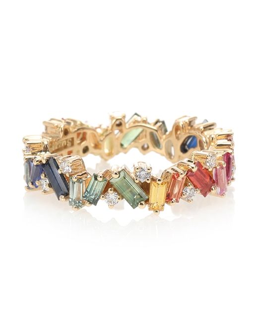 Suzanne Kalan Rainbow Frenzy 18kt gold diamond and sapphire ring