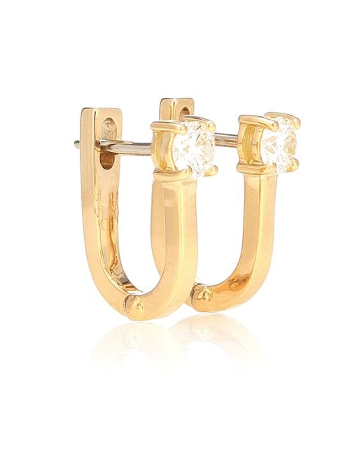 Melissa Kaye Aria U Huggie 18kt hoop earrings with diamonds